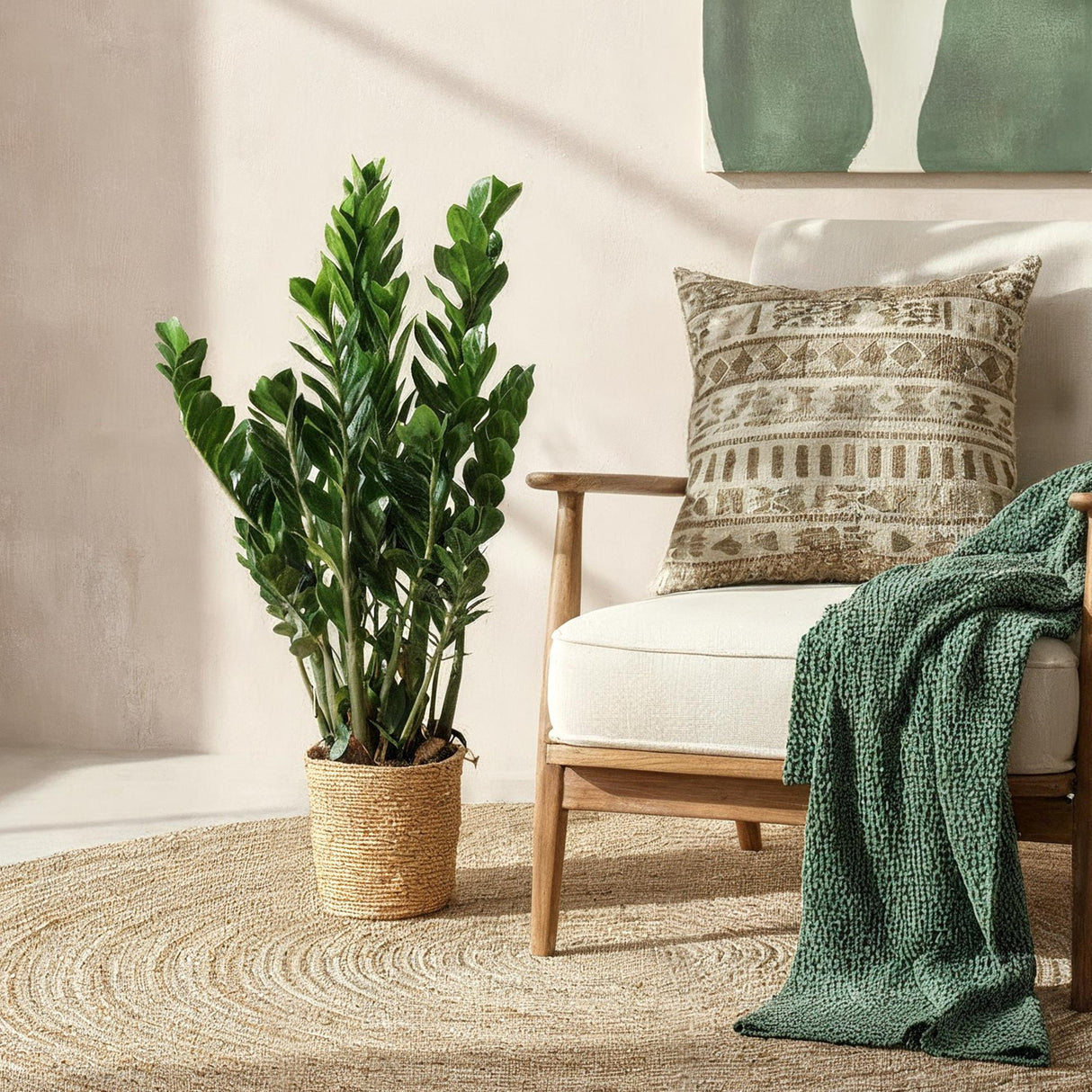 Livraison plante Zamioculcas ZZ et panier H85 cm