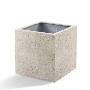 Antique White Cube Pot 40 cm