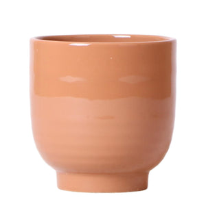 Decorative glazed ceramic pot - Cognac