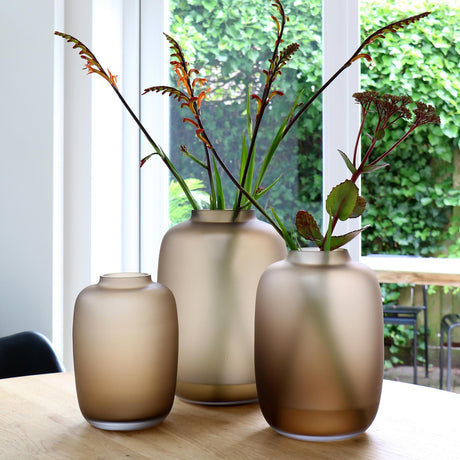 Livraison plante Vase en verre taupe - h35cm, Ø25cm