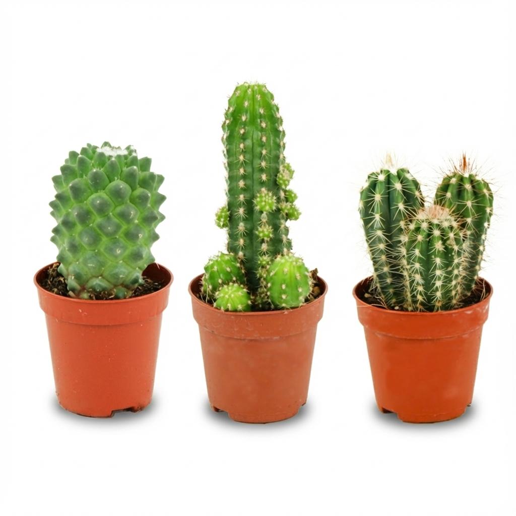 Mini cactus x3 | Ø 5,5 cm, Hauteur 5-10 cm